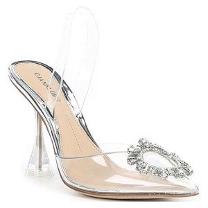 NEW Gianni Bini Vivyee Clear Rhinestone Pointed Toe Sculptural Heel Pumps
